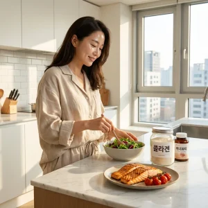 inner-beauty-collagen-supplement-healthy-food-korean-woman