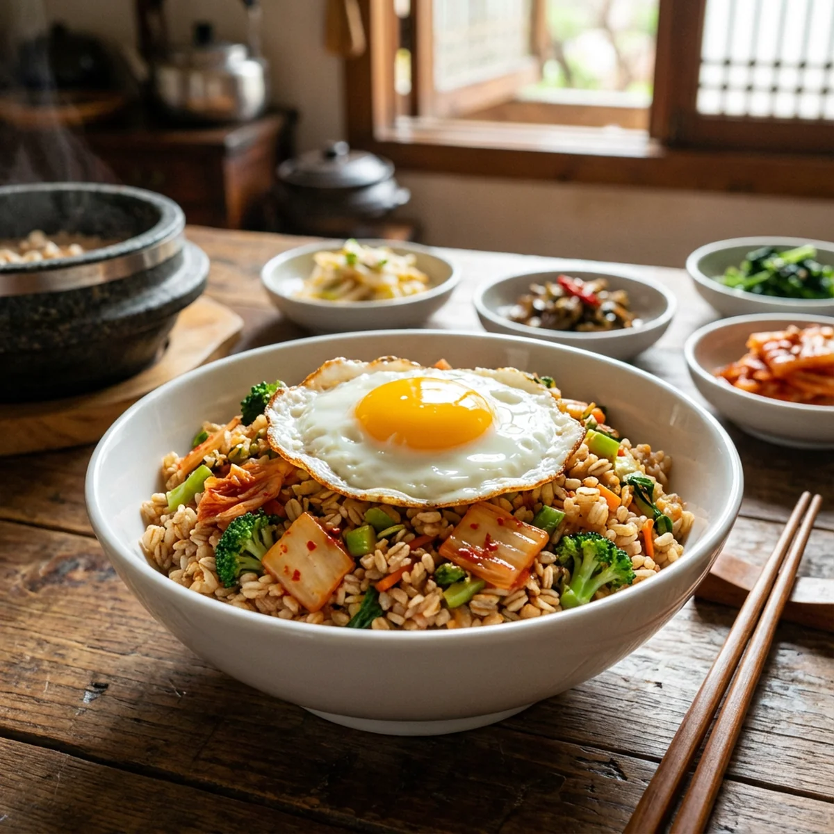 귀리 김치 볶음밥 한그릇 장 건강 요리